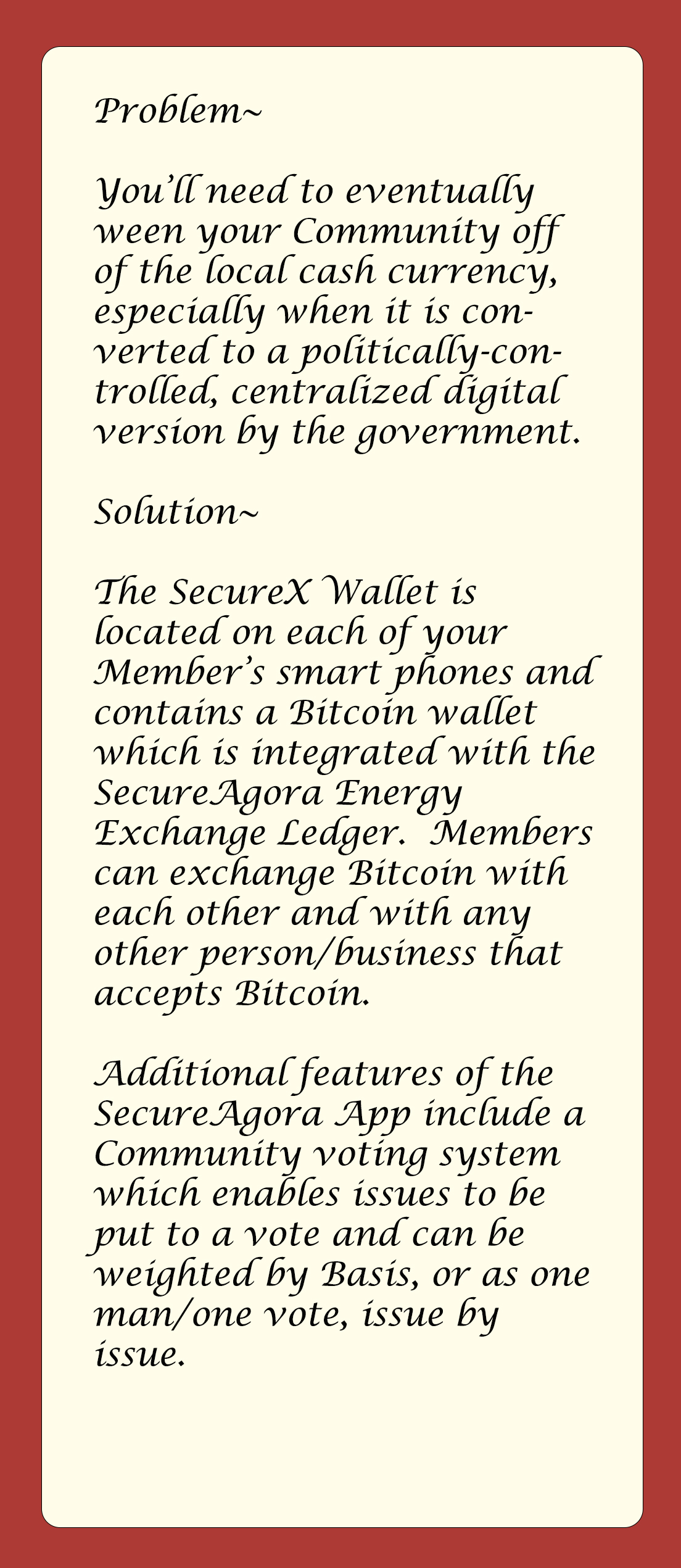SecureAgora - Features/Benefits